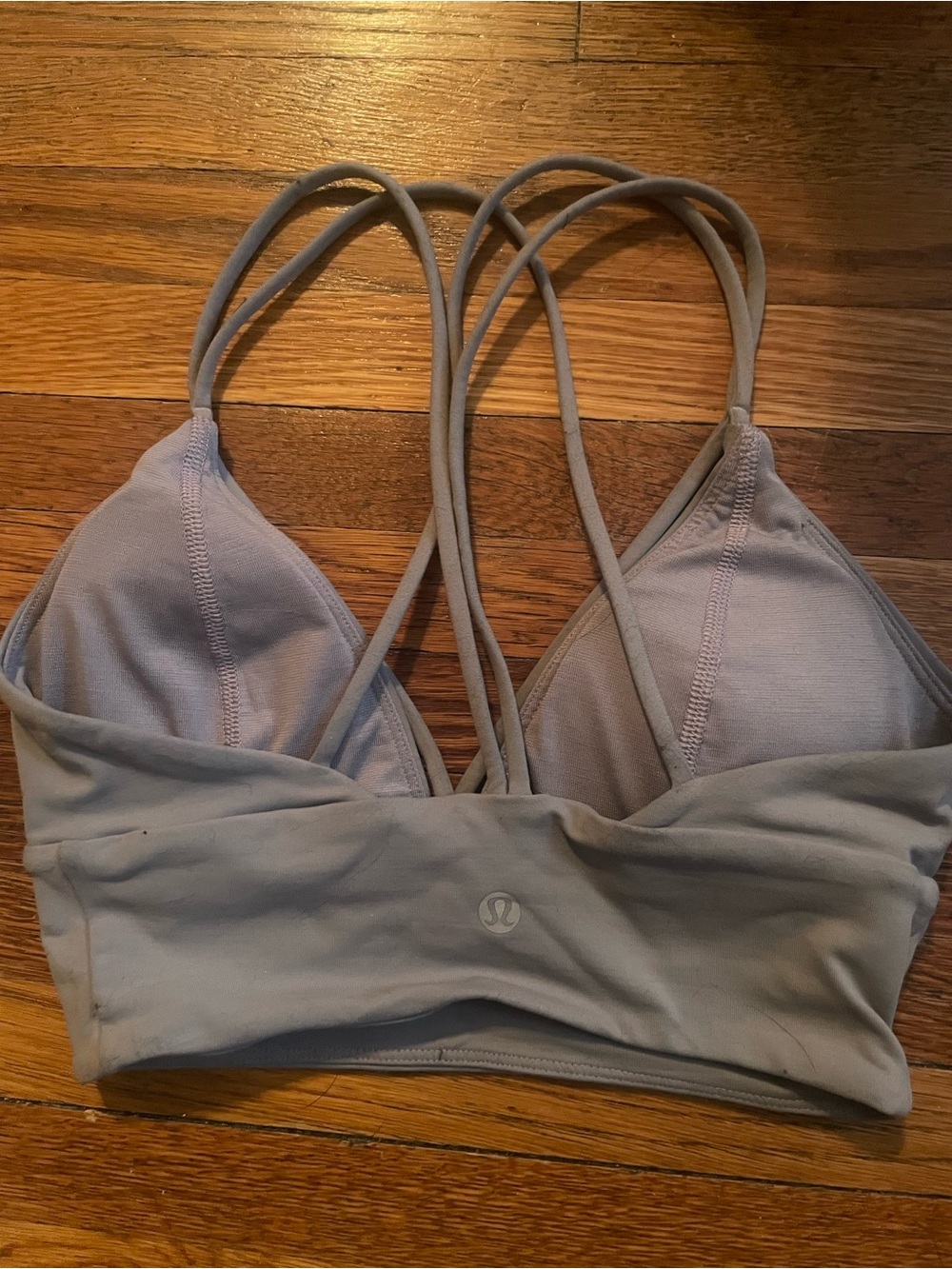 lululemon athletica Strappy Sports Bra in Light Gray and Deep Plum - Picture 7 of 7